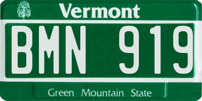 VT license plate BMN919