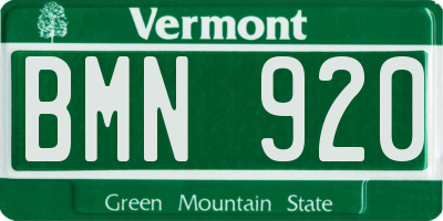 VT license plate BMN920