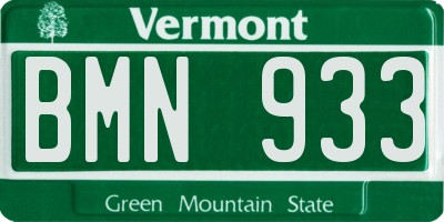 VT license plate BMN933