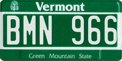 VT license plate BMN966