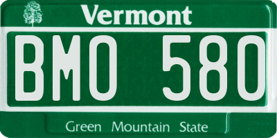 VT license plate BMO580