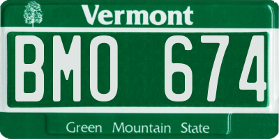 VT license plate BMO674