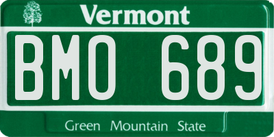 VT license plate BMO689