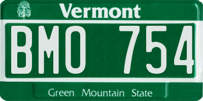 VT license plate BMO754