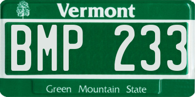 VT license plate BMP233