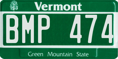VT license plate BMP474