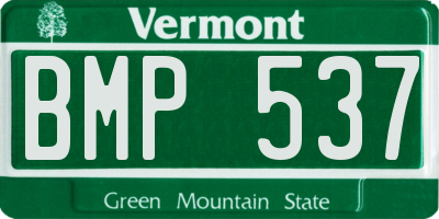 VT license plate BMP537