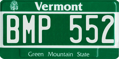 VT license plate BMP552