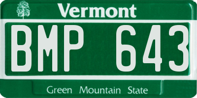 VT license plate BMP643
