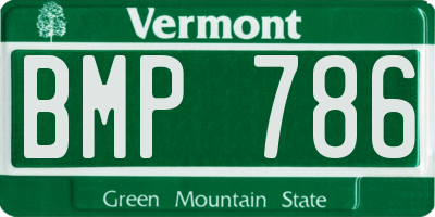 VT license plate BMP786