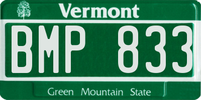 VT license plate BMP833