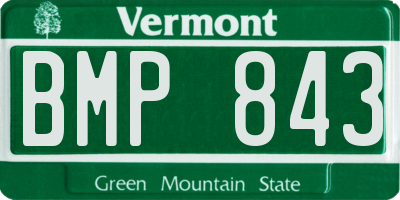 VT license plate BMP843