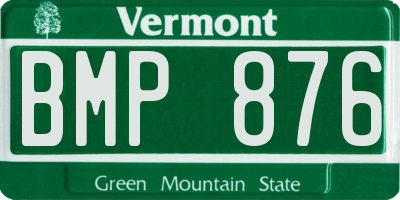 VT license plate BMP876