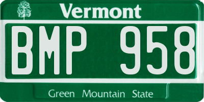 VT license plate BMP958