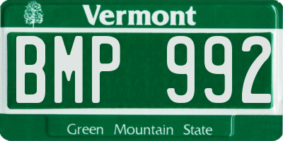 VT license plate BMP992