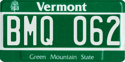 VT license plate BMQ062
