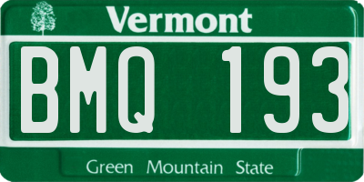 VT license plate BMQ193