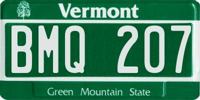 VT license plate BMQ207