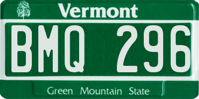 VT license plate BMQ296