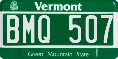 VT license plate BMQ507
