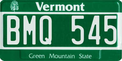 VT license plate BMQ545