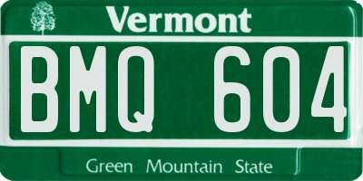 VT license plate BMQ604