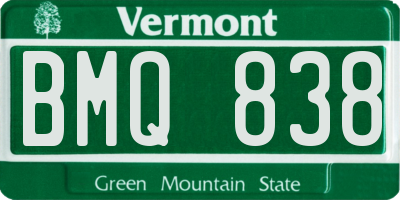 VT license plate BMQ838