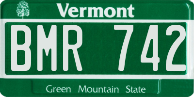 VT license plate BMR742