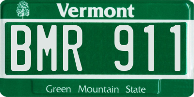 VT license plate BMR911