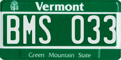 VT license plate BMS033