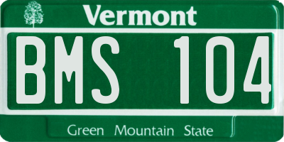 VT license plate BMS104