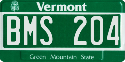 VT license plate BMS204