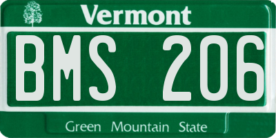 VT license plate BMS206