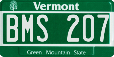 VT license plate BMS207
