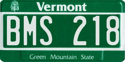 VT license plate BMS218