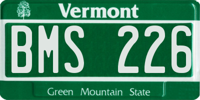 VT license plate BMS226
