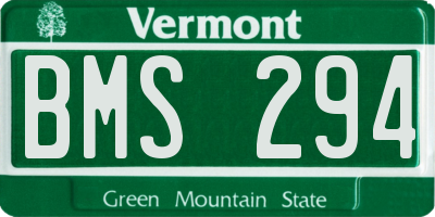 VT license plate BMS294