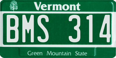 VT license plate BMS314