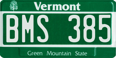 VT license plate BMS385