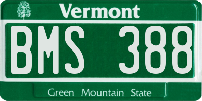VT license plate BMS388