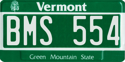 VT license plate BMS554