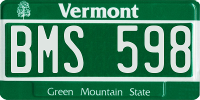 VT license plate BMS598