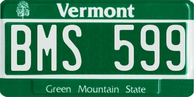 VT license plate BMS599