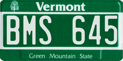 VT license plate BMS645