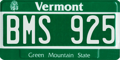 VT license plate BMS925