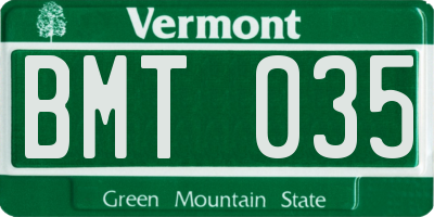 VT license plate BMT035