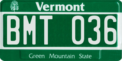VT license plate BMT036