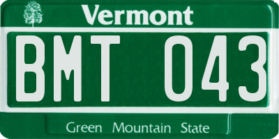 VT license plate BMT043