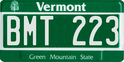 VT license plate BMT223