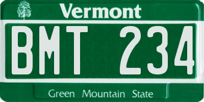 VT license plate BMT234